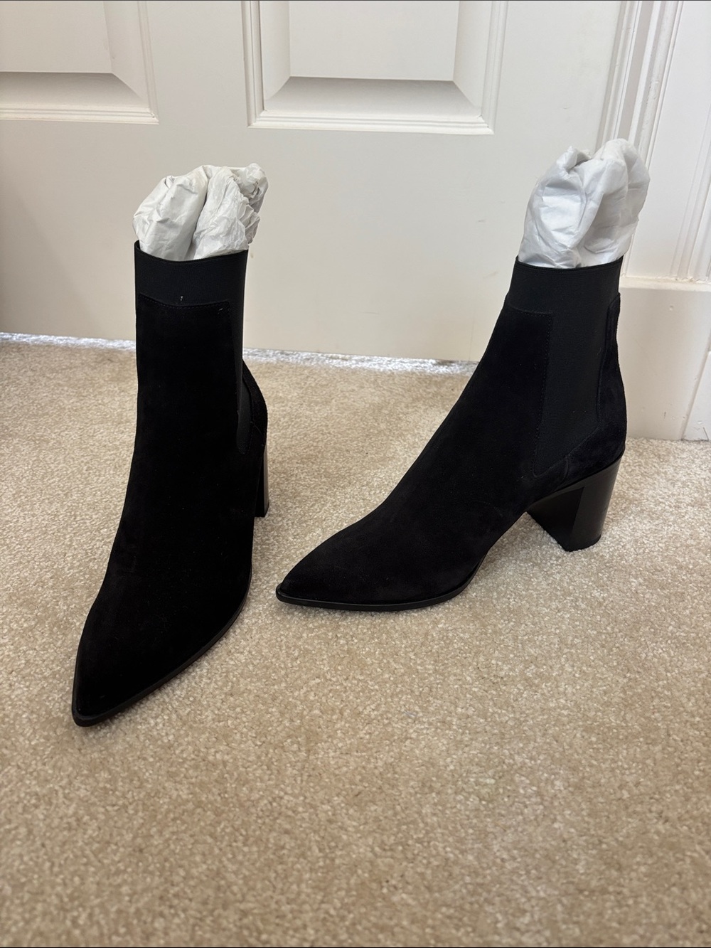 rag & bone Black Suede Pointed Toe Chelsea Ankle Boots